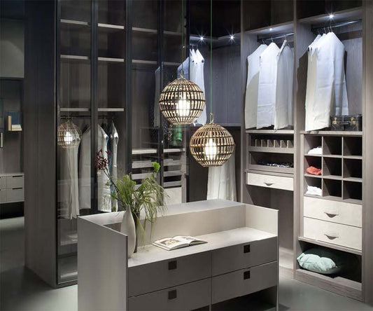 Black Rothnow Wardrobe-RNW10 walk-in closet with customizable size and protective railing, designed for organized storage.