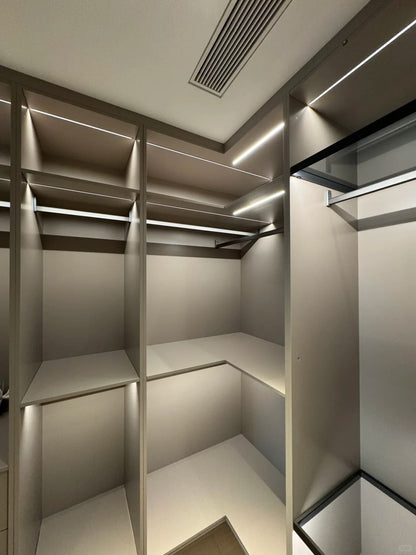 Black Rothnow wardrobe with customized size and protective railing, designed for secure storage and modern home organization.