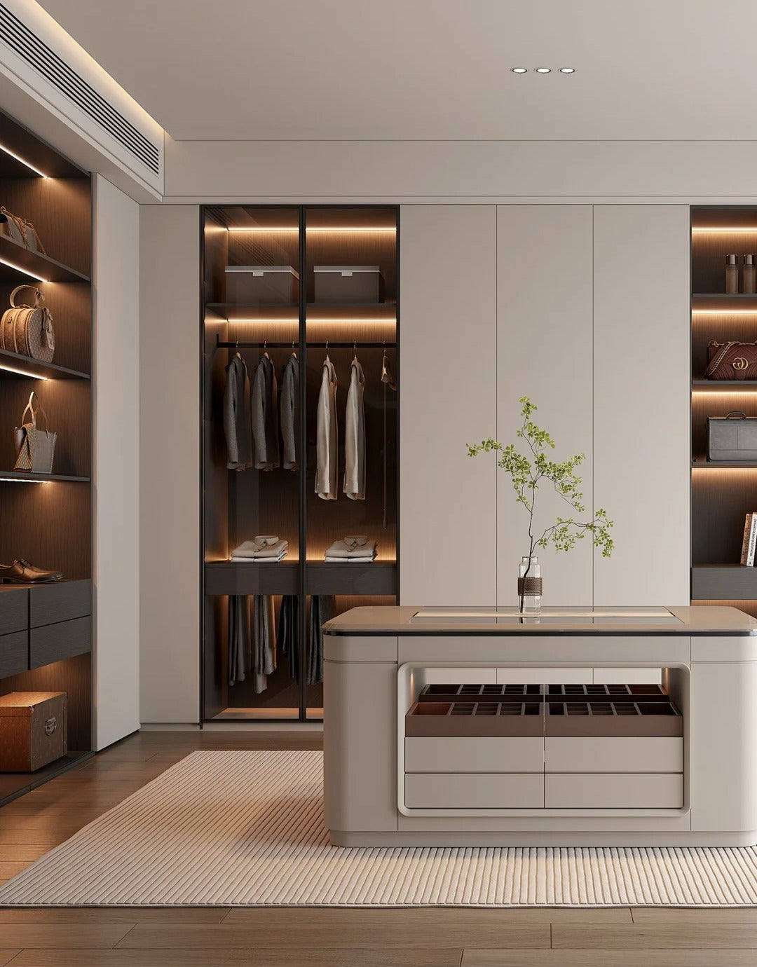 Black Rothnow Wardrobe RNW12-WIC with custom size, featuring a secure railing design for wardrobe storage.
