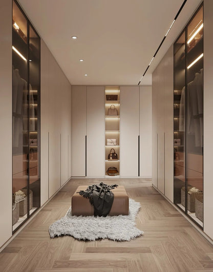 Black Rothnow Wardrobe-RNW12-WIC with custom size, featuring a sturdy protective护栏 for wardrobe safety and organization.