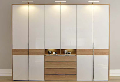 Black Rothnow Wardrobe RNWC01 swing door closet with customizable size, featuring a sleek design and sturdy护栏 for wardrobe storage.