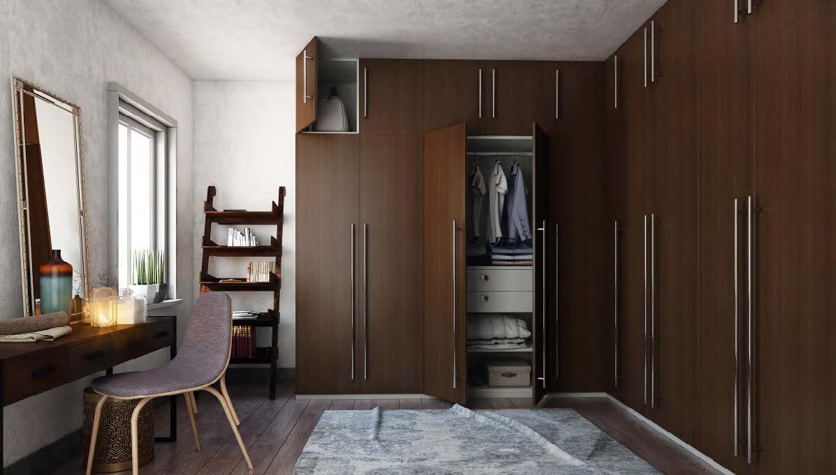 Black Rothnow Wardrobe RNWC01 swing door closet with customizable size and sleek design, featuring a secure护栏 for organized storage.
