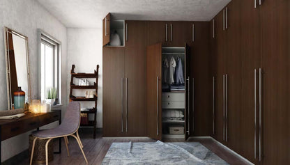 Black Rothnow Wardrobe RNWC01 swing door closet with customizable size and sleek design, featuring a secure护栏 for organized storage.