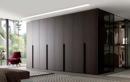 Rothnow Wardrobe RNWC01 swing door closet with black finish and customizable size, showcasing sleek wardrobe design and sturdy construction.
