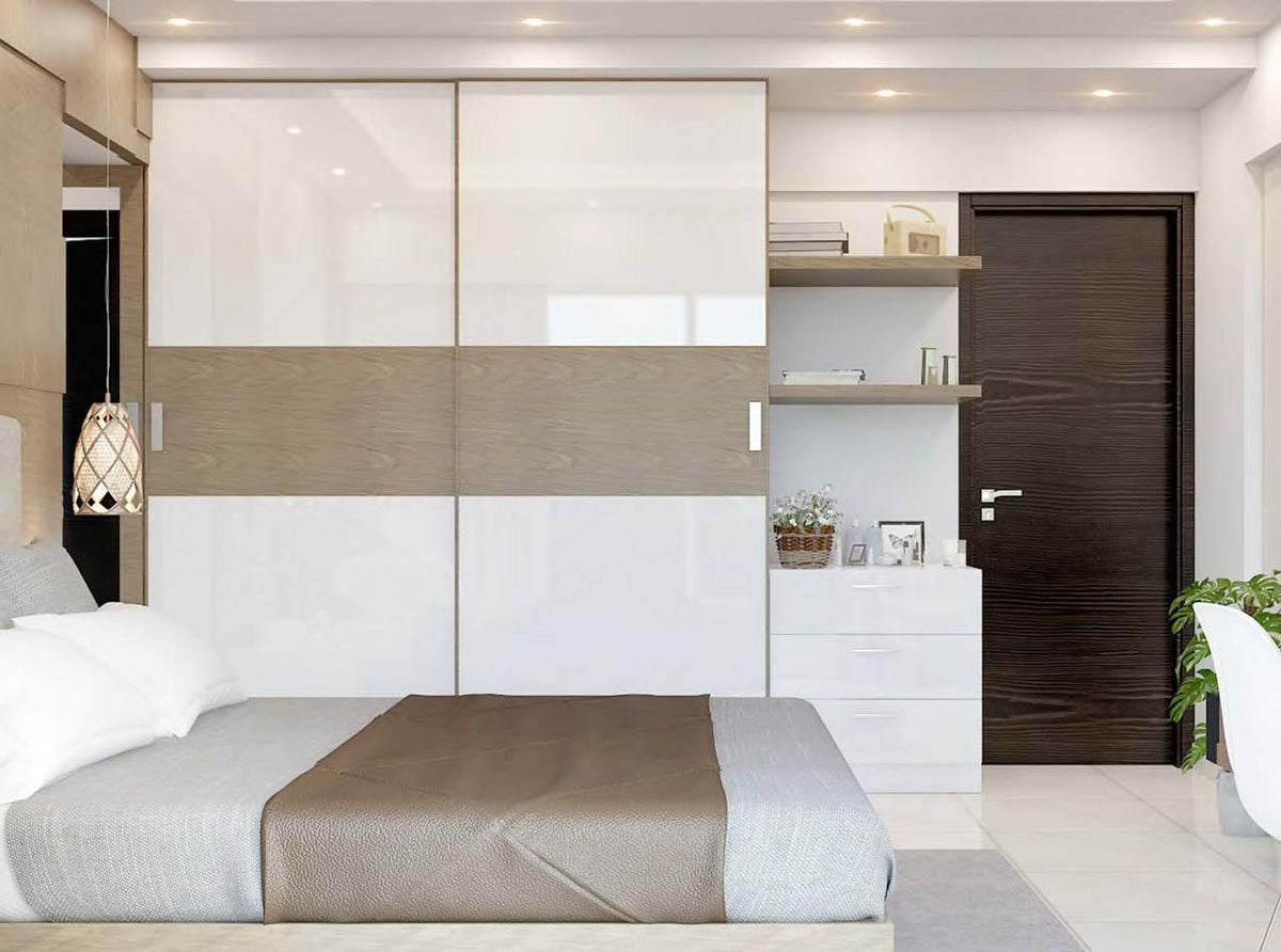 Rothnow Wardrobe-RNWC03 sliding door closet with black finish, featuring a sleek, modern design and custom size for stylish storage.