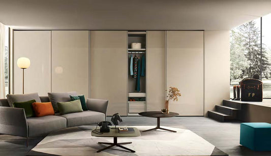 Black Rothnow Wardrobe RNWC03 sliding door closet with customized size and sleek护栏 design, ideal for modern bedroom storage.