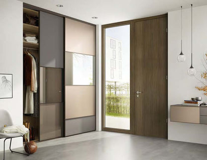 Black Rothnow Wardrobe-RNWC04 sliding door closet with customized size and sleek design, featuring a sturdy护栏 for modern storage.