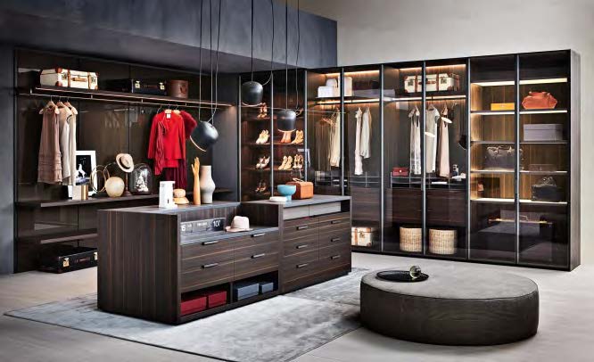 Rothnow® Wardrobe-RNWC05 Aluminum Glass Door Wardrobe with black finish, featuring sleek glass panels and modern design.