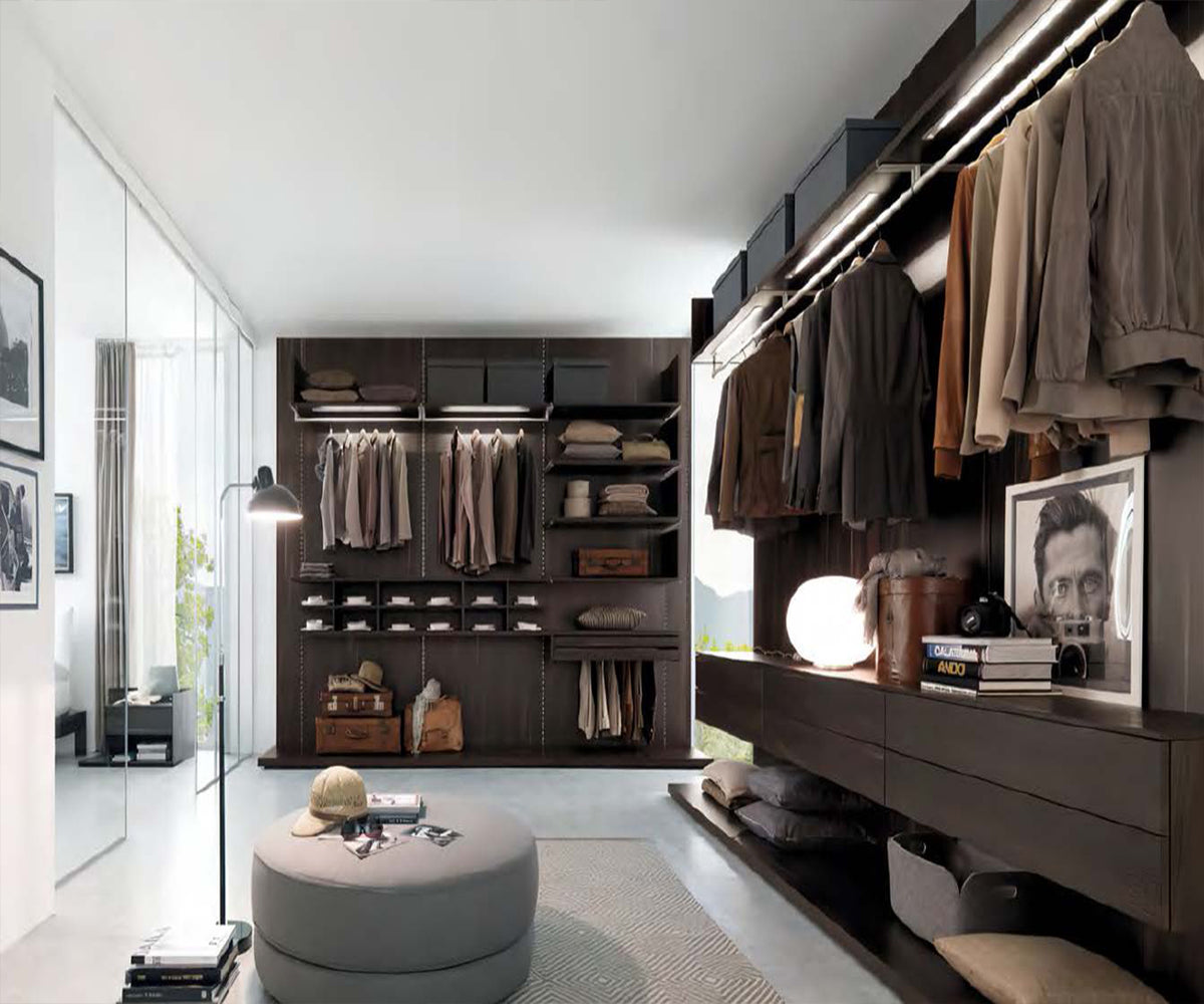 Black Rothnow Wardrobe RNWC07 wall-mounted closet with customizable size, featuring a sturdy护栏 for organized storage.