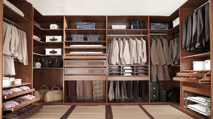 Black Rothnow Wardrobe RNWC09 walk-in closet with customizable size and safety railing for organized storage.