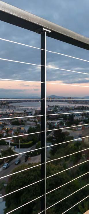 Black Rothnow wire cable railing for balcony, custom-sized balcony railing with sleek metal cable design.