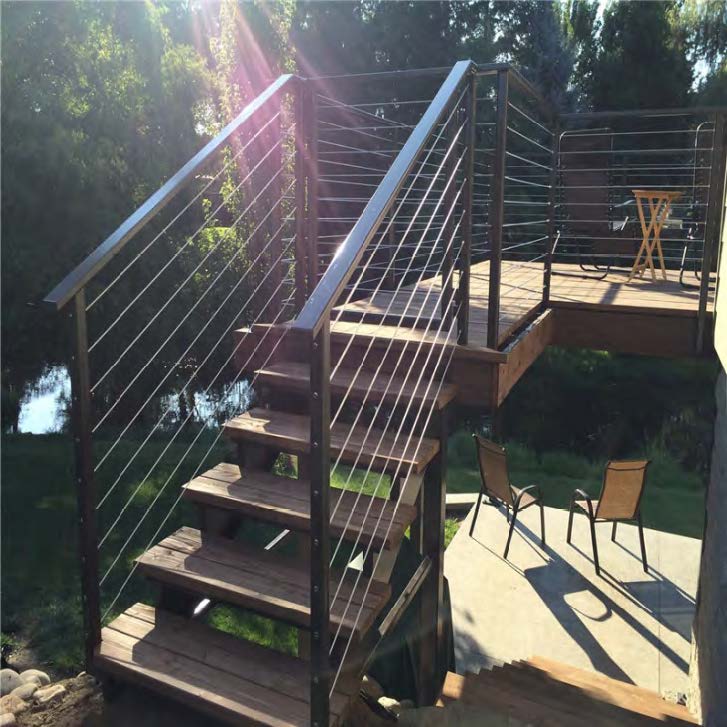 Black Rothnow Wire Cable Railing for balcony, custom-sized metal railing with sleek cable design, durable and modern safety barrier.