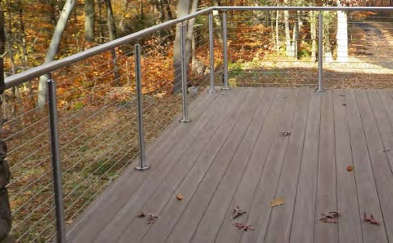 Black Rothnow wire cable railing for balcony, custom-sized stainless steel cable guard with sleek design and secure fittings.