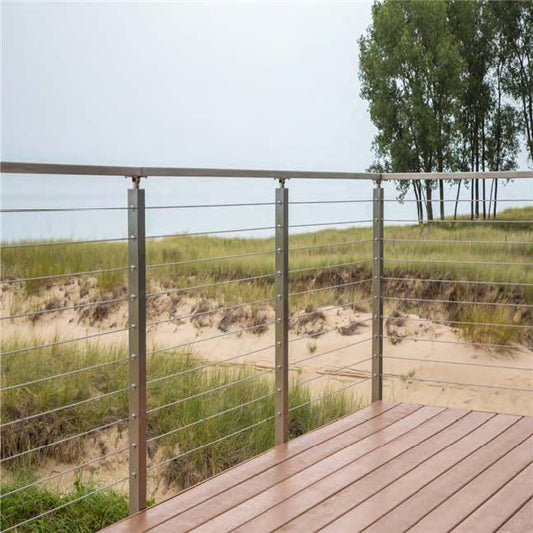 Rothnow® black wire cable railing for balcony, customized size, durable steel guardrail with sleek modern design.