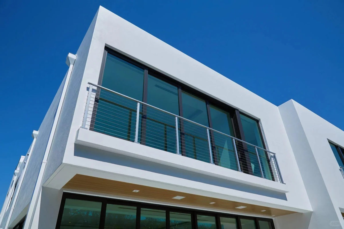 Black Rothnow wire cable railing for balcony, custom-sized stainless steel cable railing with sleek balustrade design.