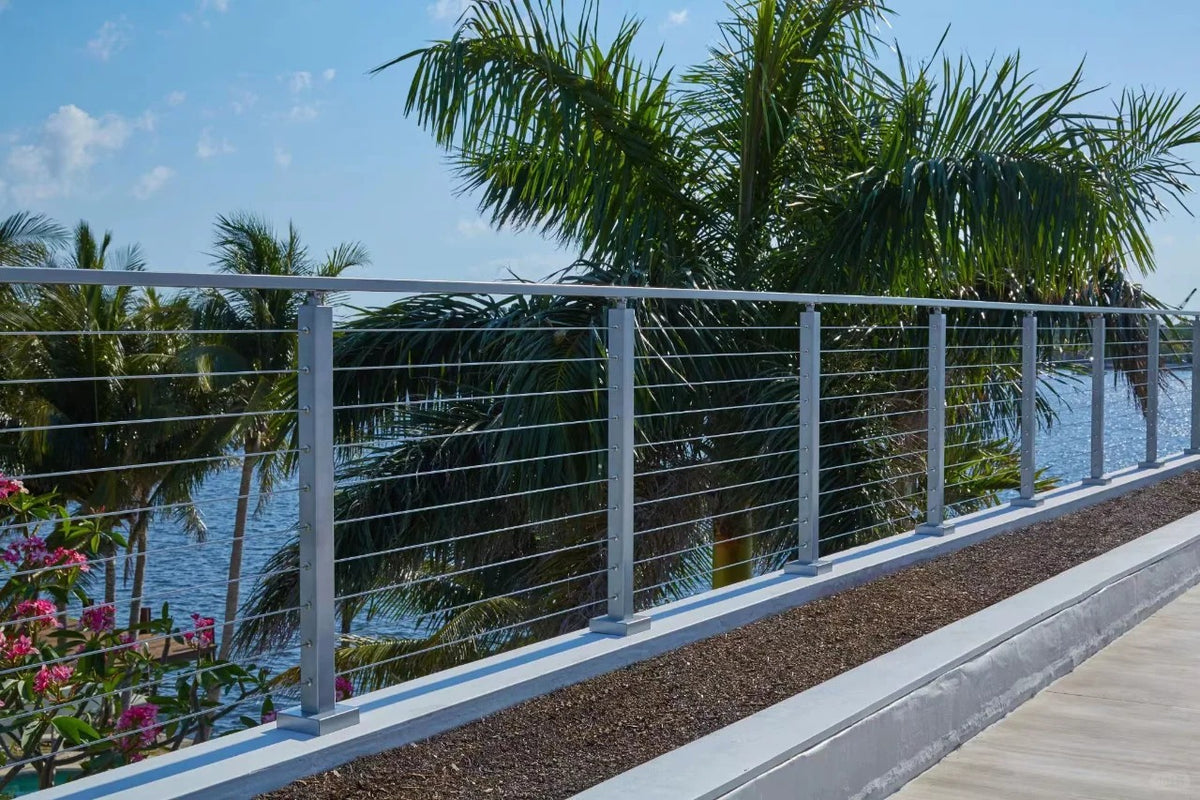 Black Rothnow Wire Cable Railing for staircase, custom size, modern safety guardrail with sleek cable design.