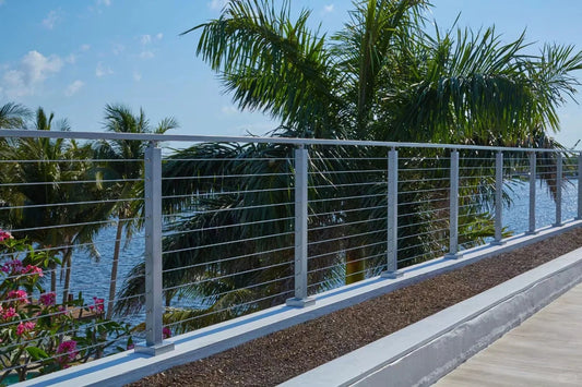 Black Rothnow Wire Cable Railing for staircase, custom size, modern safety guardrail with sleek cable design.