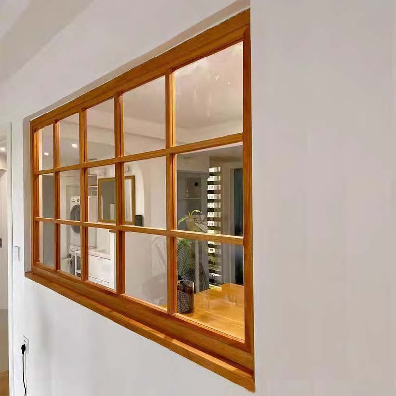 Rothnow® wooden fixed window, black finish, featuring clear glass and durable wooden frame for natural light and aesthetic appeal.
