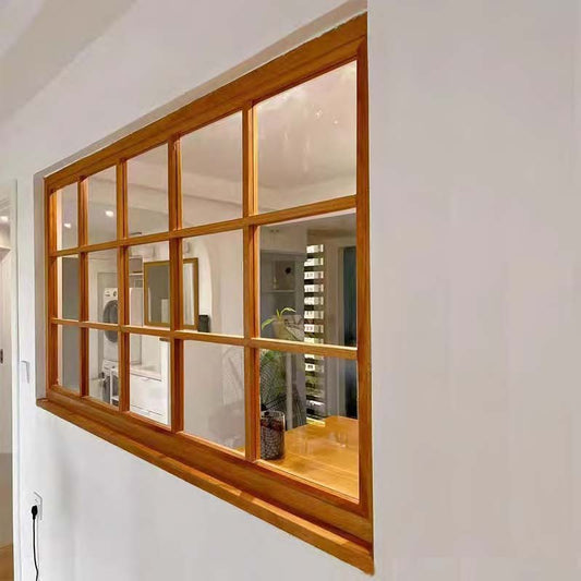 Rothnow® wooden fixed window, black finish, featuring clear glass and durable wooden frame for natural light and aesthetic appeal.