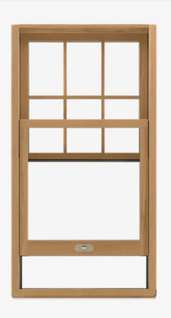 Rothnow wooden window RNWW01 single and double hung window with black frame, showing the window's design and glass panes.