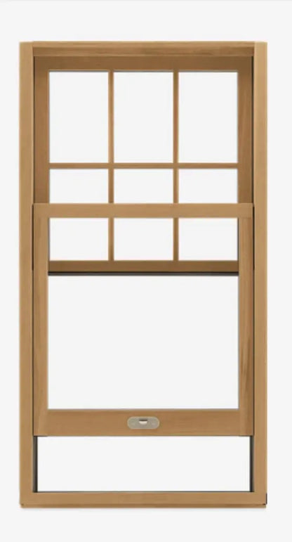 Rothnow wooden window RNWW01 single and double hung window with black frame, showing the window's design and glass panes.