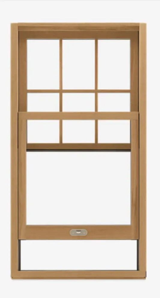 Rothnow wooden window RNWW01 single and double hung window with black frame, showing the window's design and glass panes.