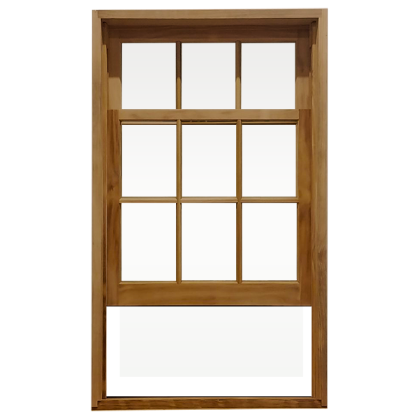 Rothnow wooden window RNWW01 single and double hung window with black frame, showing the window's design and glass panes.