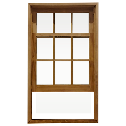 Rothnow wooden window RNWW01 single and double hung window with black frame, showing the window's design and glass panes.