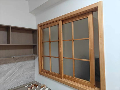 Black Rothnow wooden sliding window, customized size, modern window design with clear glass and sleek frame.