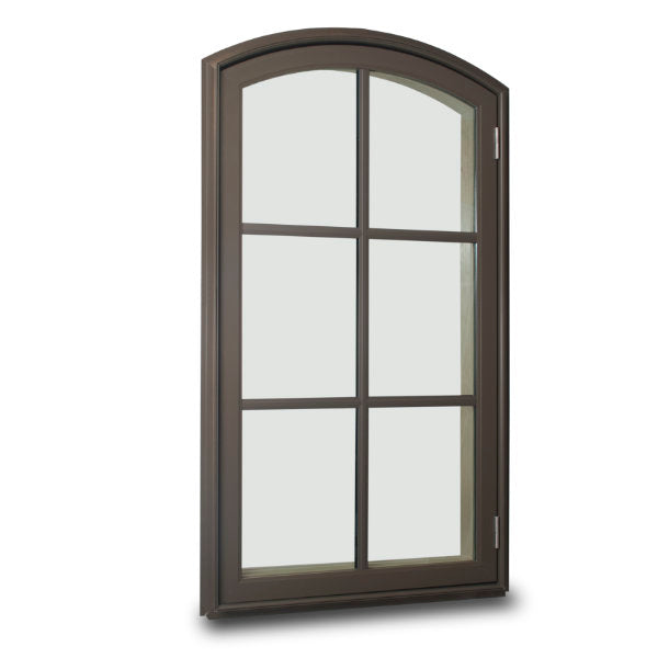 Rothnow Wooden Window RNWW02 round-head casement window in black, showcasing the wooden frame and classic design.