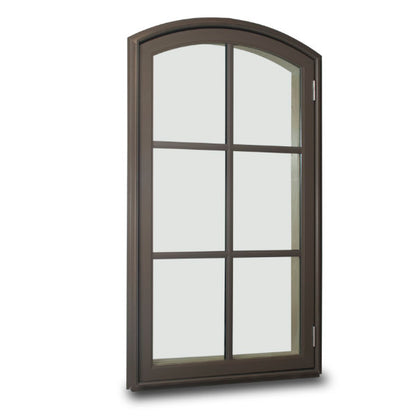 Rothnow Wooden Window RNWW02 round-head casement window in black, showcasing the wooden frame and classic design.