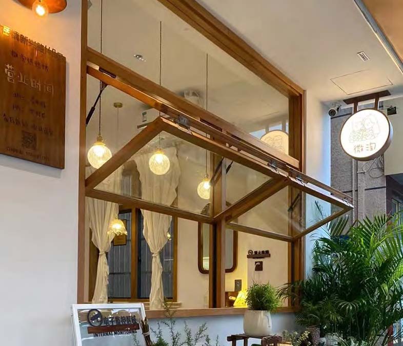 Rothnow Wooden Folding Window in black, showcasing a customized-sized traditional window with wood frame and foldable design.