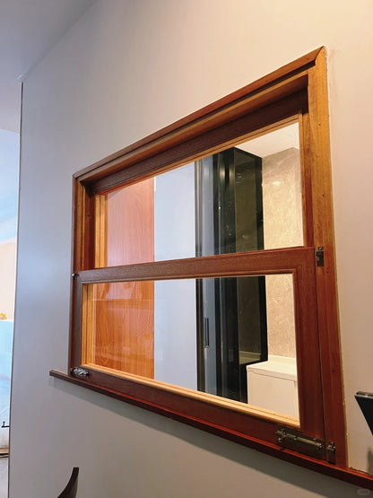 Rothnow wooden window RNWW03, single and double hung style, black finish, showcasing the window frame and glass panes.