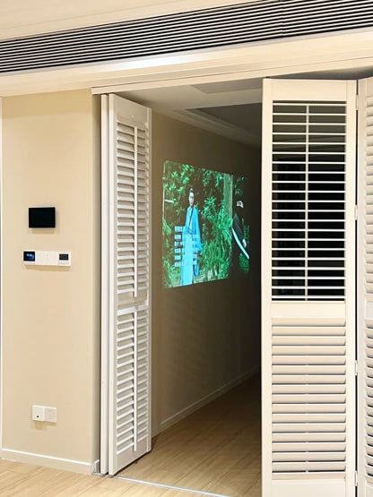Rothnow wooden window shutter in black, custom-sized solid wood design, showcasing a sleek, durable window covering.