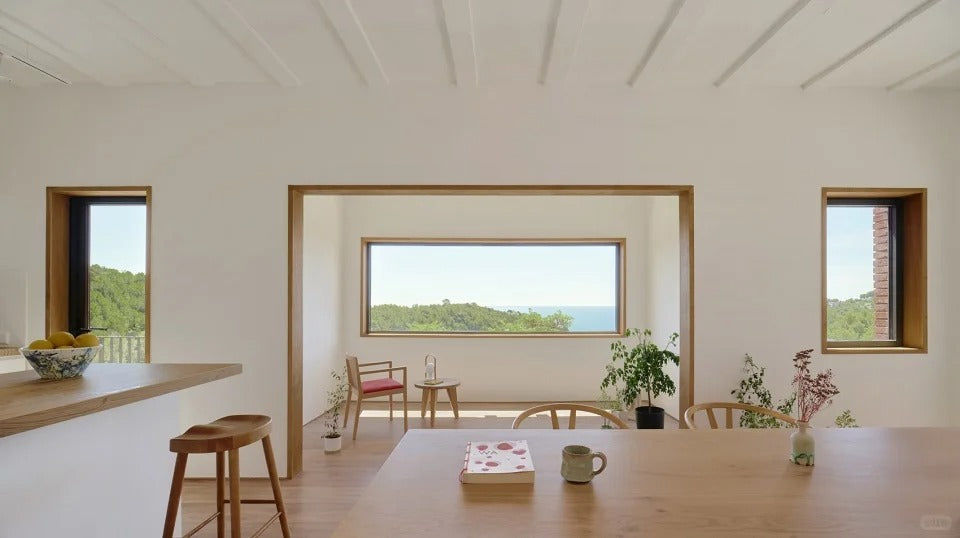 Rothnow Wooden Fixed Window RNWW04 with black frame, showcasing clear glass and sleek wooden design for interior or exterior use.