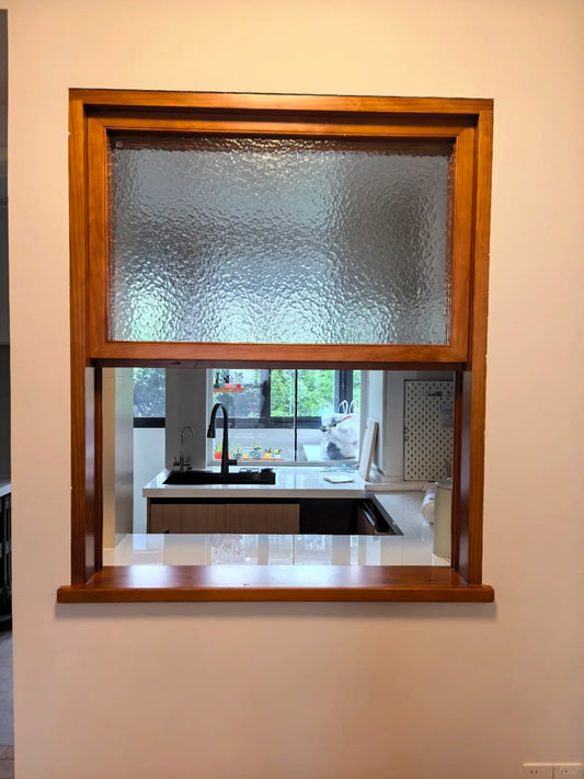 Rothnow wooden window RNWW04, black finish, single and double hung design with clear glass panes and natural wood frame.