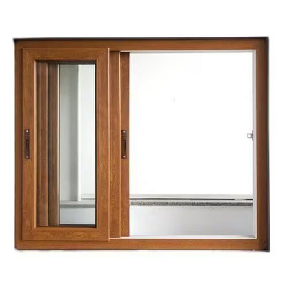 Rothnow® wooden sliding window in black, custom-sized with sleek frame and glass panes, ideal for modern home décor.