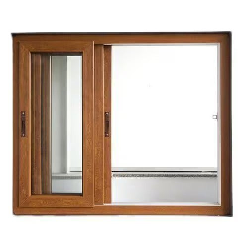 Rothnow® wooden sliding window in black, custom-sized with sleek frame and glass panes, ideal for modern home décor.
