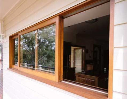 Rothnow® Wooden sliding window in black with customized size, featuring a sleek design and multiple glass panes.