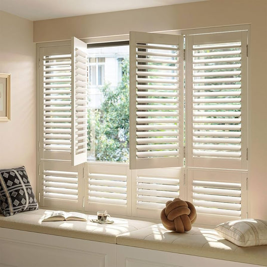 Rothnow wooden window shutter in black, solid wood with customized size, featuring slatted design and sturdy frame.