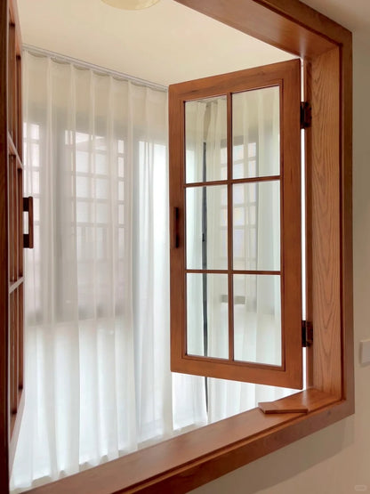 Rothnow® wooden casement window with black finish, customized size, featuring clear glass and traditional window design.
