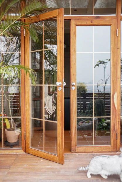 Black Rothnow wooden casement window with customizable size, featuring clear glass panes and a sturdy wooden frame.