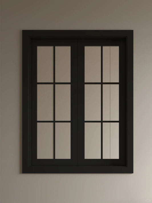 Rothnow® wooden casement window in black, custom-sized, with clear glass panes and wooden frame for residential use