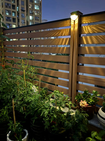 Black Rothnow WPC fence RNWF03, customizable-sized protective barrier with durable wood-plastic composite material.