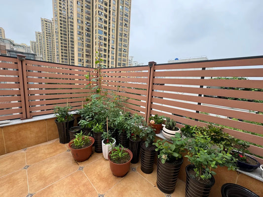 Black Rothnow WPC fence RNWF03, customizable size, durable wooden-plastic composite fencing panel with sleek finish.