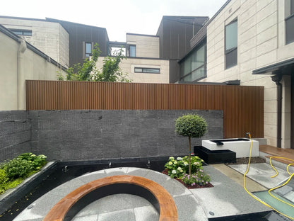 Black Rothnow WPC fence RNWF05, customized size, durable wooden composite privacy fence panel with modern design.