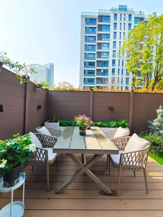 Black Rothnow WPC fence with customized size, showcasing durable composite wood material and secure fencing design.