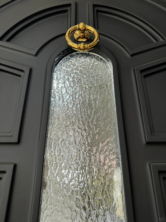 Black Rothnow wrought iron entrance door with decorative design, customized size, and sturdy construction for residential entryways.
