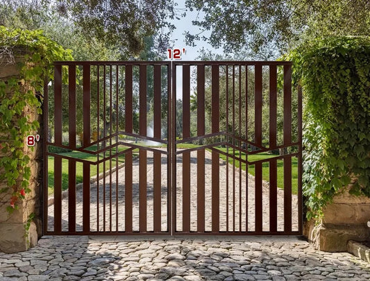 Black Rothnow wrought iron garden gate with intricate design, customized size, durable metal construction, suitable for outdoor fencing.