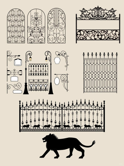 Black Rothnow wrought iron garden gate with decorative design, customized size and sturdy construction for outdoor security and aesthetics.
